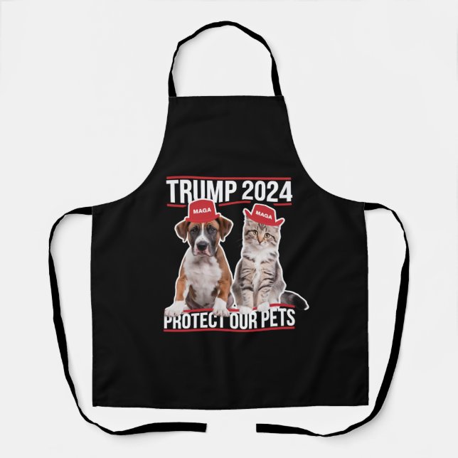 Delantal Trump 2024 Proteja a nuestros Mascotas Gatos Perro (Anverso)