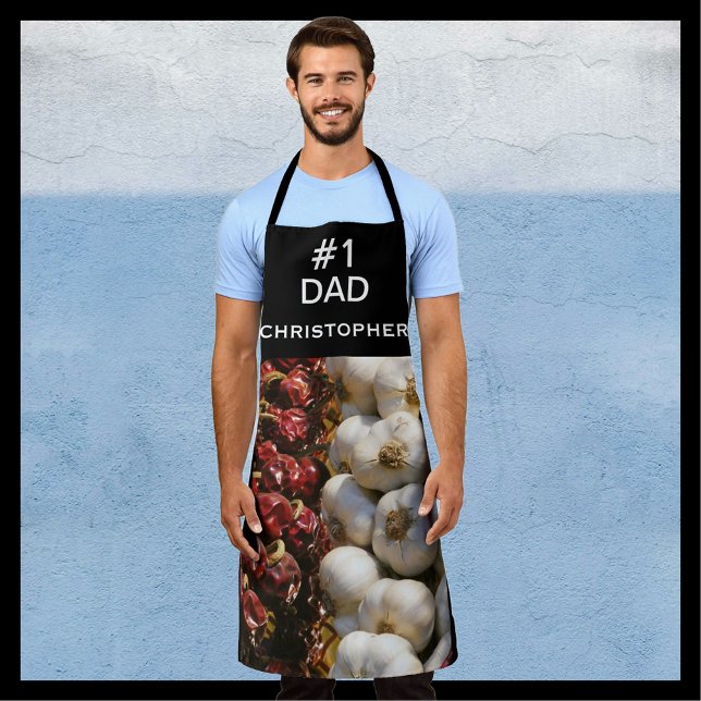 Delantal Tu foto, #1 papá, nombre o ajo / pimientos (Subido por el creador)