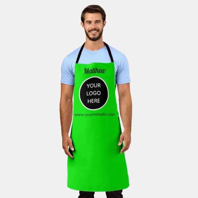 Delantal Tu logotipo Neon Green Elegant Yellow Business (Gastado)