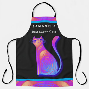 Delantal Tu nombre solo ama a los gatos lindo