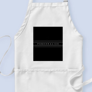 Delantal Tu Texto Personalizado & Rayas Modernas Negro &
