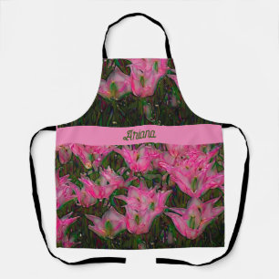 Delantal Tulip Apron con tulipanes rosados oscuros