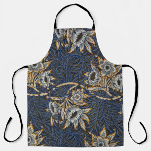 Delantal Tulipán de sauce patrón azul floral de William Mor