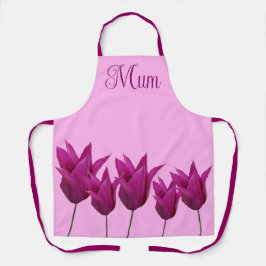 Delantal tulipán rosa floral elegante para la Mamá