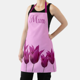 Delantal tulipán rosa floral elegante para la Mamá