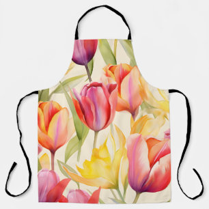 Delantal Tulipanes acuarelas elegantes