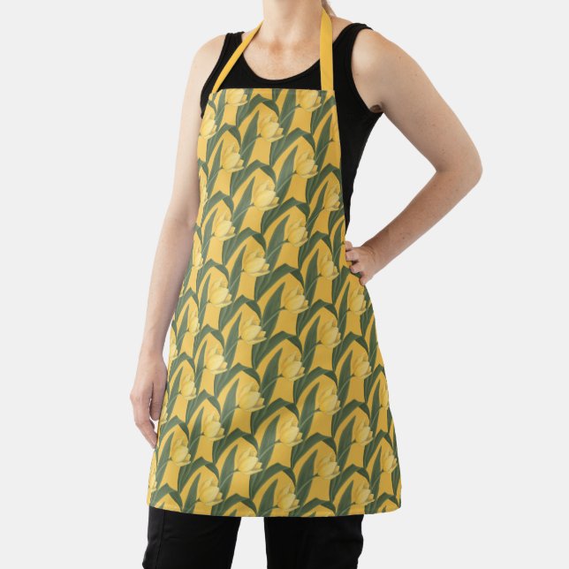 Delantal Tulipanes de Pascua Apron Spring Tulip Art Apron (in situ)