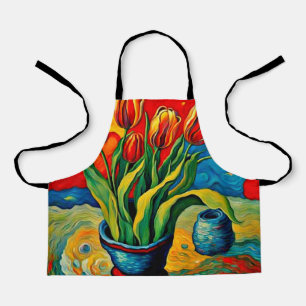 Delantal Tulipanes en jarrón