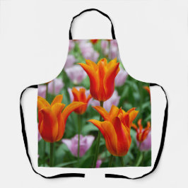 Delantal Tulipanes naranjas brillantes en el parque