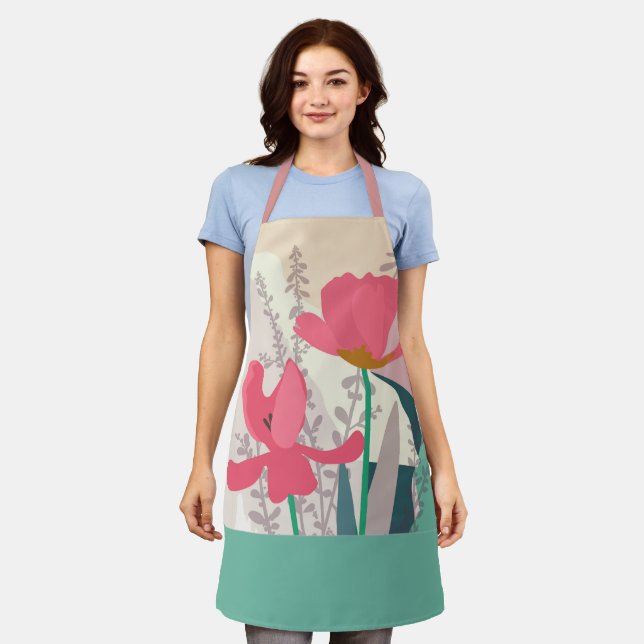 Delantal Tulipanes rosados Bloques artísticos de color mode (Gastado)