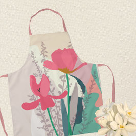 Delantal Tulipanes rosados Color artístico moderno bloquea 
