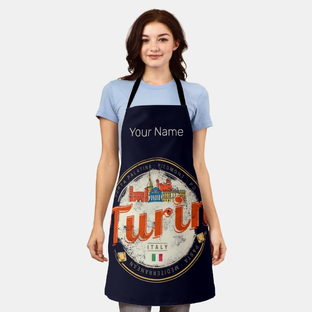 Delantal Turín Piedmont Retro Skyline Pasta de cosecha ital (Gastado)