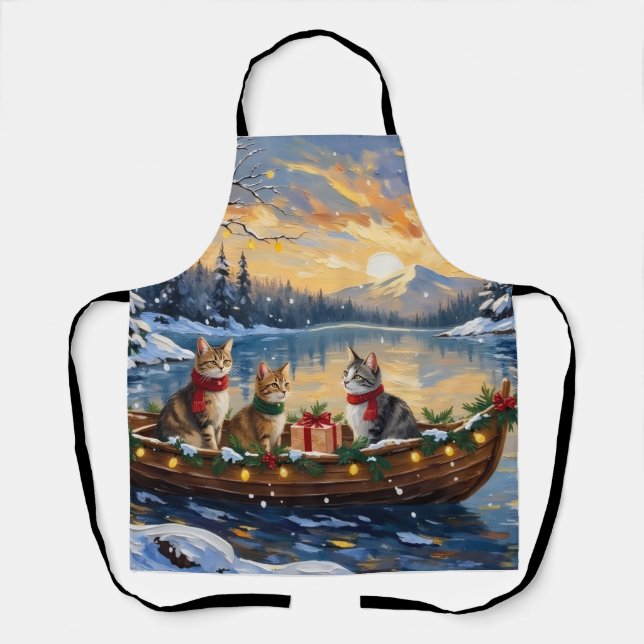 Delantal Turkish Angora Cat Christmas Boat Holiday (Anverso)