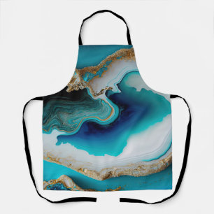 Delantal Turquoise Aqua Blue Gold Gemstone Acrylon Pour Art
