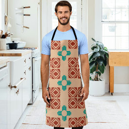 Delantal Turquoise Zia Tribal Brown Tan