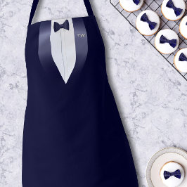 Delantal Tuxedo azul medianoche Bib Waiters Costume Apron
