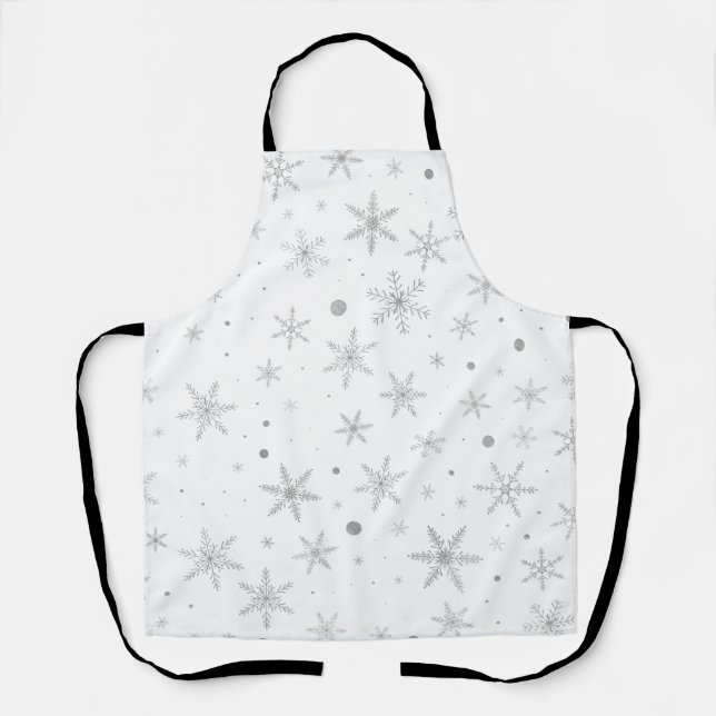 Delantal Twinkle Snowflake - Blanco y gris plateado (Anverso)