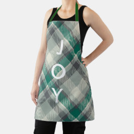 Delantal Última Feliz Navidad Letter Green Plaid