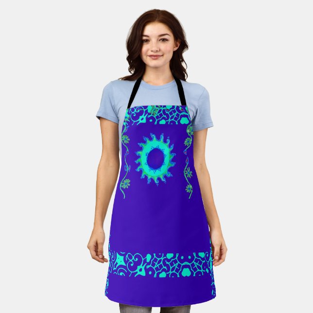 Delantal Última hora cristiana elegante semana azul floral (Gastado)