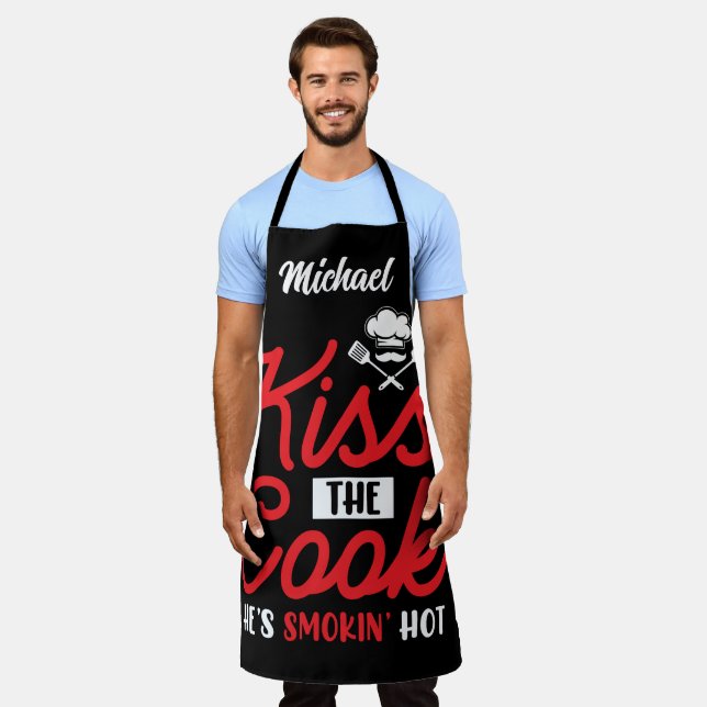 Delantal Un beso divertido y personalizado a The Cook (Gastado)
