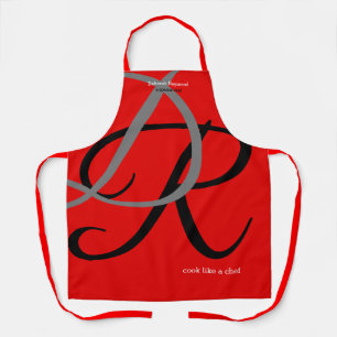 Delantal un chef especial monograma rojo