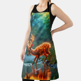 Delantal Un ciervo de fantasía lindo resplandece la vida sa