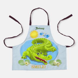 Delantal Un cocodrilo sonriente, un niño personalizado