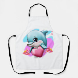 Delantal Un delfín bebé lindo con el corazón de San Valentí