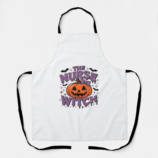 Delantal Un diseño lúdico con una bruja de calabaza y un (Anverso)