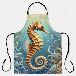 Delantal Un elegante caballito de mar nadando bajo el agua