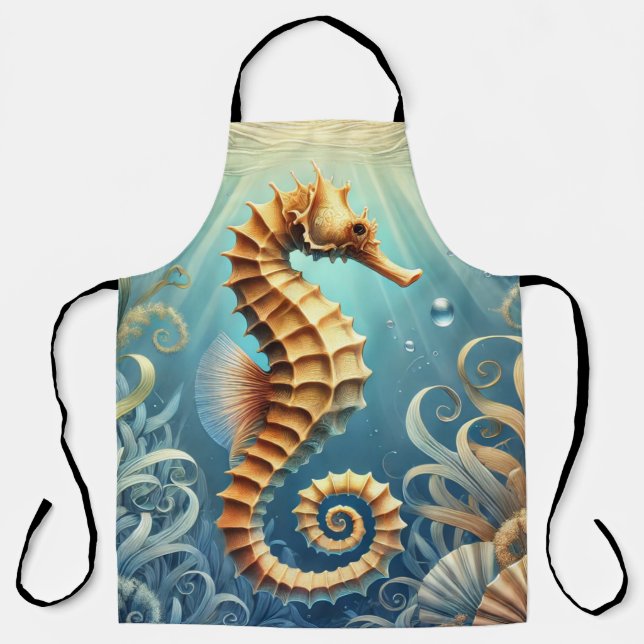 Delantal Un elegante caballito de mar nadando bajo el agua (Anverso)