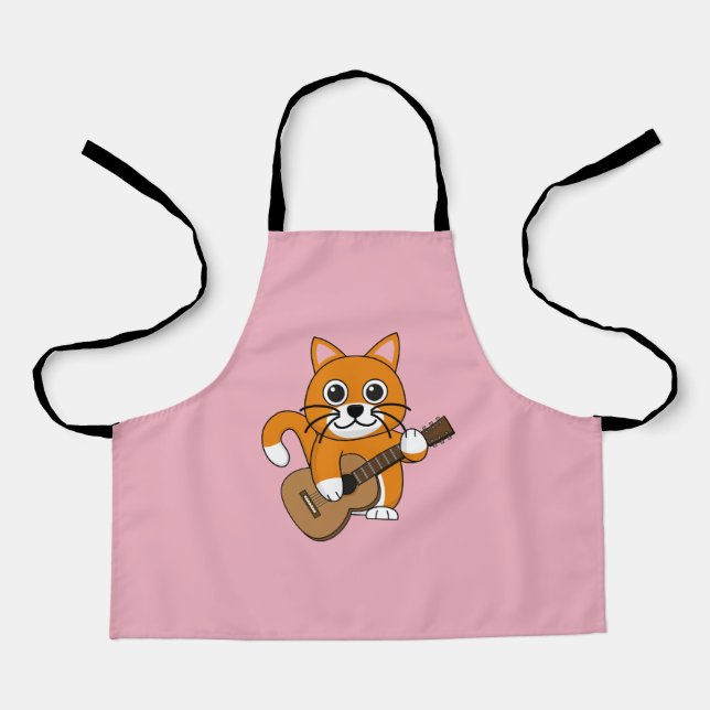 Delantal Un gato blanco Naranja lindo tocando Personalizado (Anverso)
