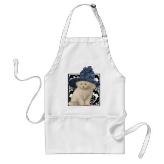 Delantal Un gato bonito y vintage en el Gorra azul de Damas