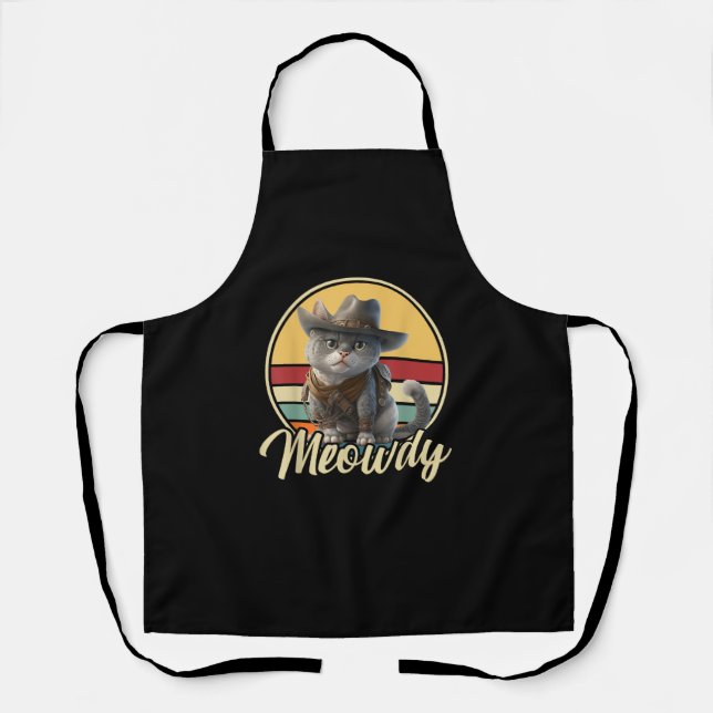 Delantal Un Gato Cowboy Funny Mashup Meow Howdy Kitten Aver (Anverso)