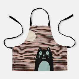 Delantal Un gato gracioso mirando a la luna