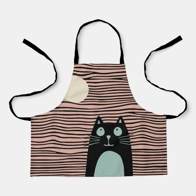 Delantal Un gato gracioso mirando a la luna (Anverso)
