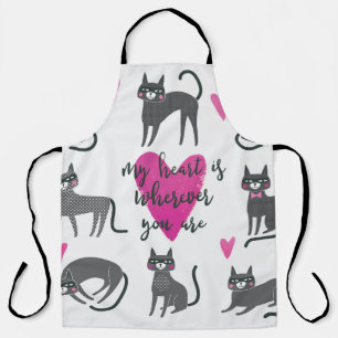 Delantal Un gato lindo: ilustracion con letras de amor.
