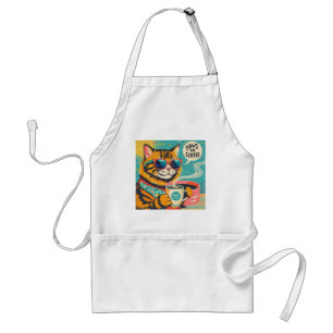 Delantal Un gato personalizado de estilo retro con vidrio s