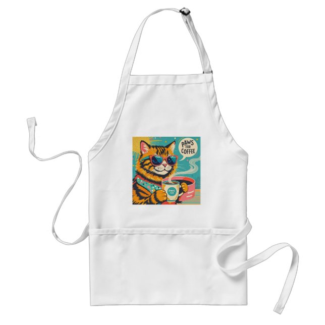 Delantal Un gato personalizado de estilo retro con vidrio s (Frente)