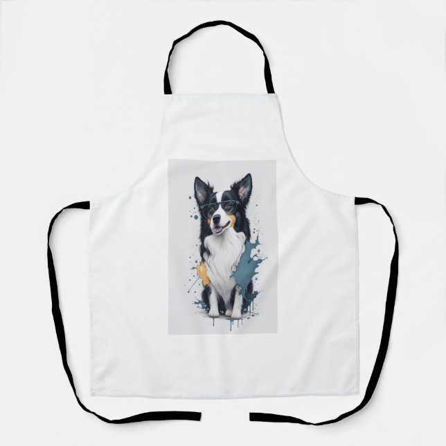 Delantal Un lindo collar de frontera para perros [RB#10011] (Anverso)