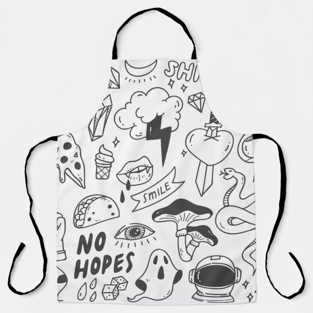 Delantal Un lindo doodle de graffiti (Anverso)