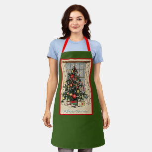 Delantal Un Navidad feliz, diseño vintage,
