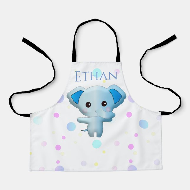Delantal Un pequeño elefante azul (Anverso)
