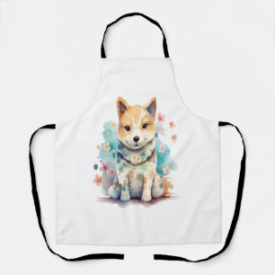 Delantal Un perro lindo y educado en un floral