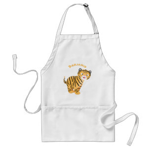 Delantal Un personalizado feliz del cachorro de tigre