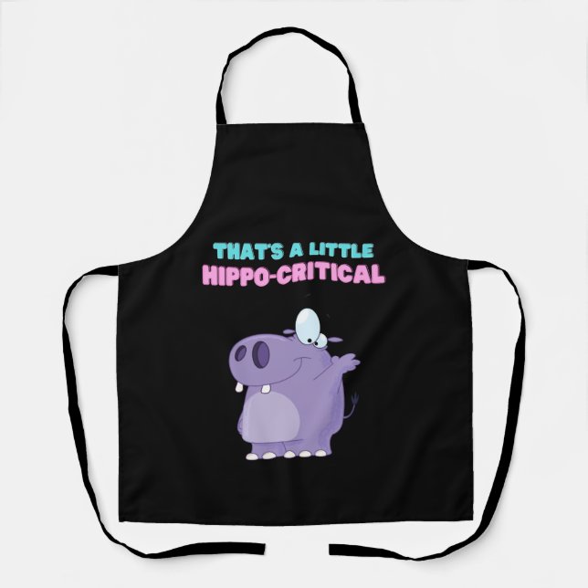 Delantal Un poco morado Hippo Crítico Gracioso Hippopótamo (Anverso)
