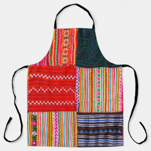 Delantal un tejido de mosaico en estilo asiático multicolor