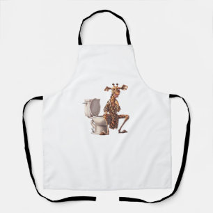 Delantal Una Cuidada Giraffe En Pajamas Sentada En Un Baño