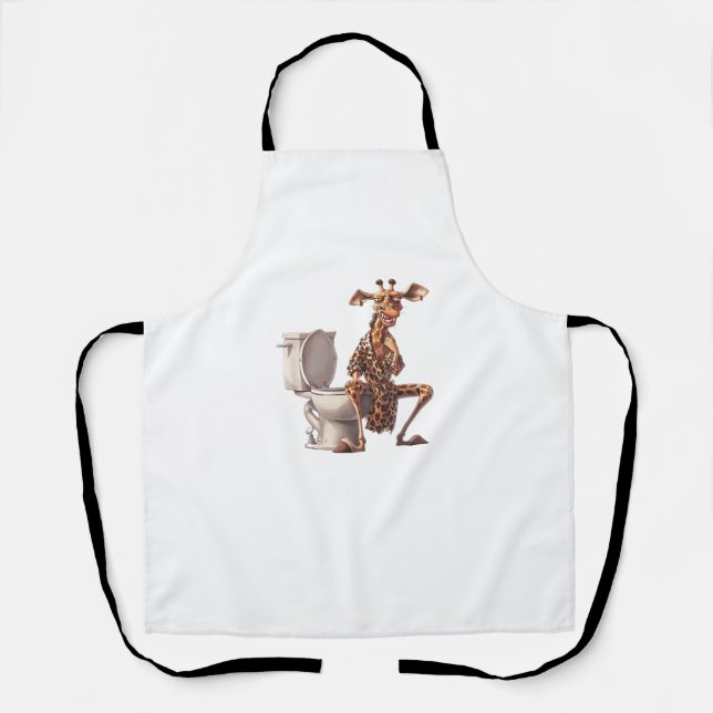 Delantal Una Cuidada Giraffe En Pajamas Sentada En Un Baño (Anverso)