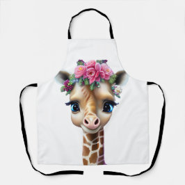 Delantal Una jirafa de bebé con flores y hueso